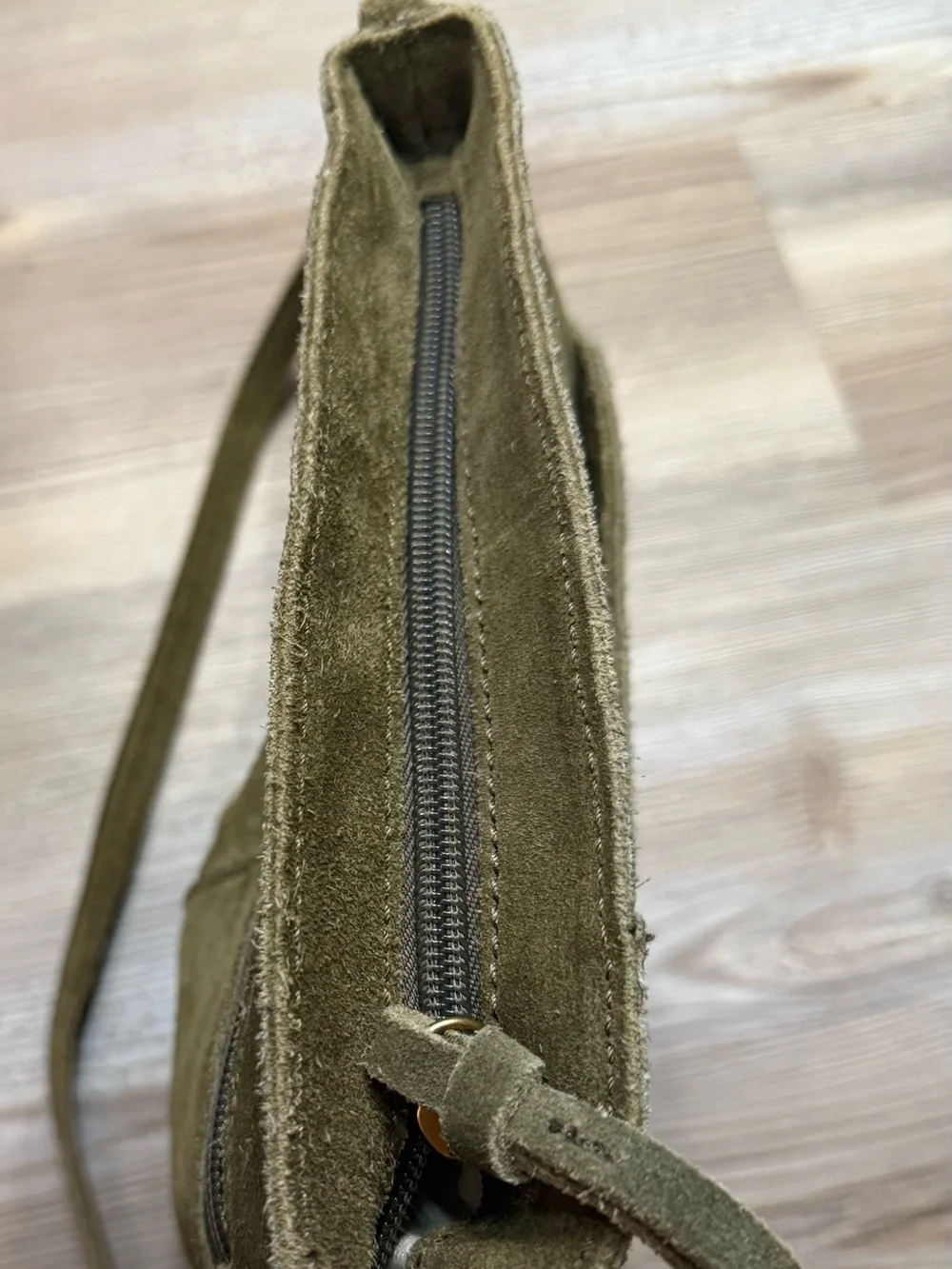 margot Olive Suede bohemian-style crossbody bag